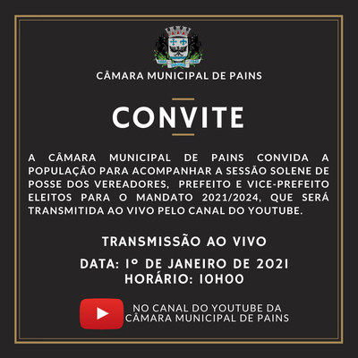 Convite: Transmissão Ao Vivo da Solenidade de Posse